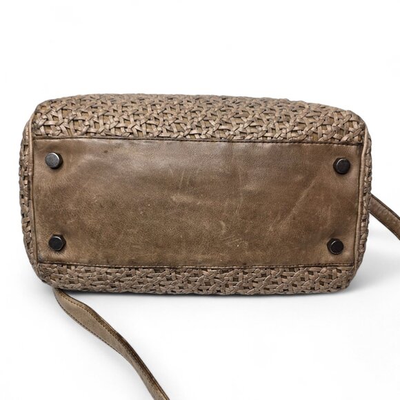 Rebecca Minkoff Distressed Woven Leather Satchel Women's Purse Shoulder Strap - Picture 9 of 12